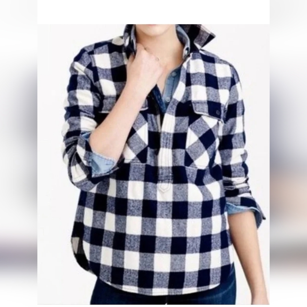J.Crew Navy and White Checkered Shirt - Picture 3 of 11